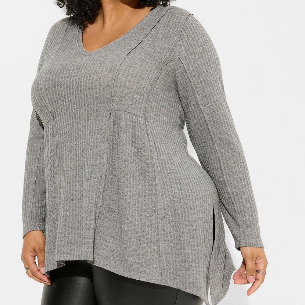 TORRID Waffle V-Neck Long Sleeve Top